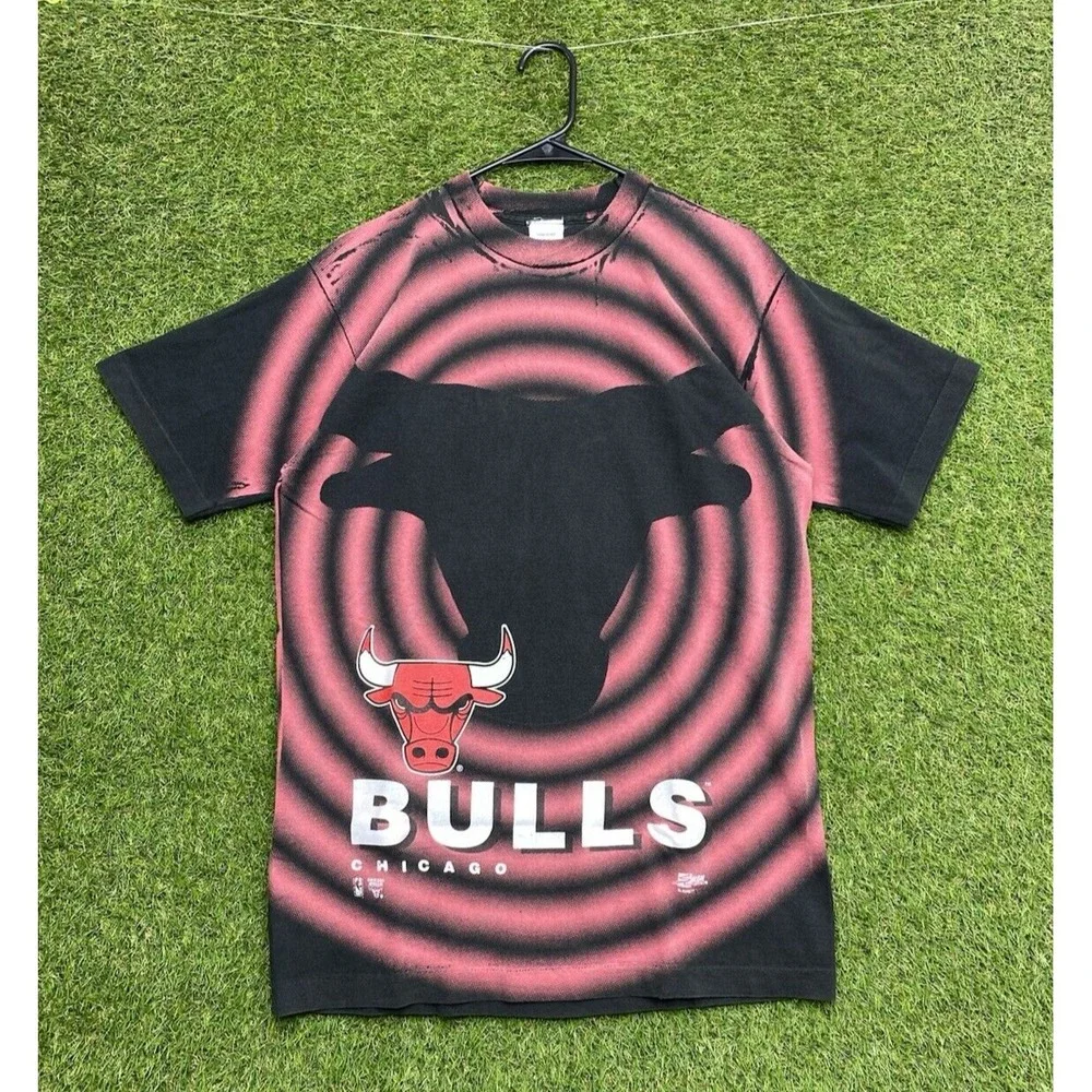Vintage Chicago Bulls Shirt Mens Medium Salem Sportswear NBA Single Stitch AOP